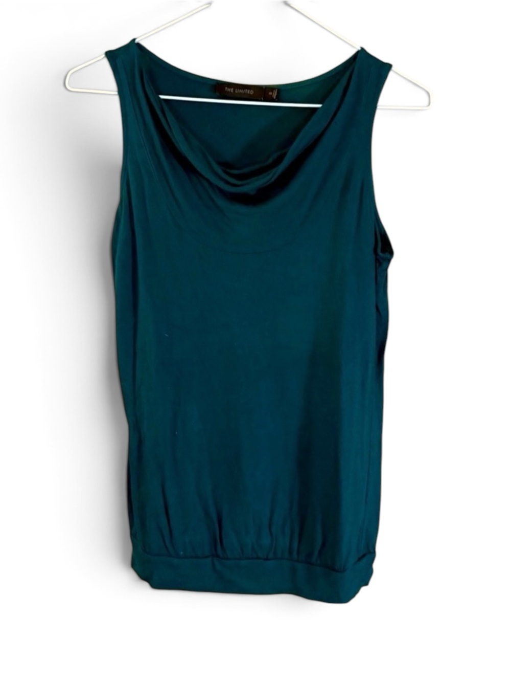 The Limited Sleeveless Cowl Neckline Dark Green Tee Blouse Top